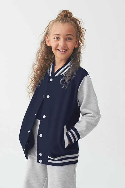 Navy Blue and Grey Varsity Jacket