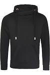 CROSS NECK HOODIE JET BLACK