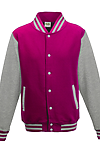 YOUTHS LETTERMAN JACKET HOT PINK/HEATHER GREY