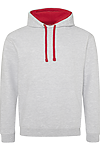 VARSITY CONTRAST HOODIE HEATHER GREY/FIRE RED