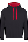 VARSITY CONTRAST HOODIE JET BLACK/FIRE RED